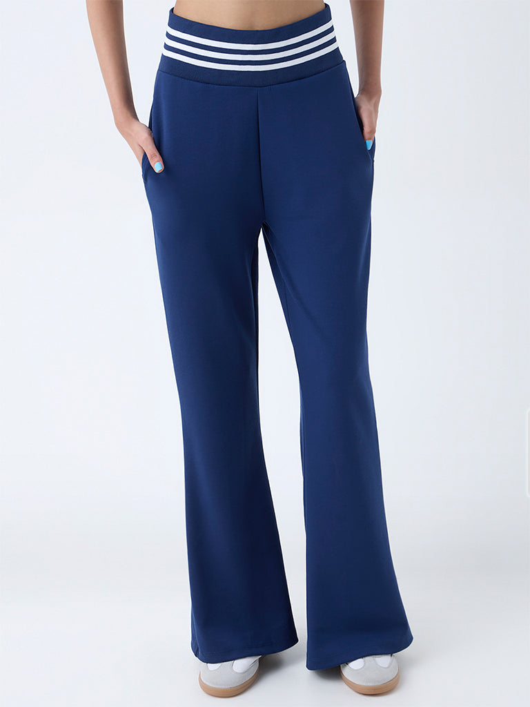 Studiofit Navy Stripe High-Rise Track Pants - Image 2