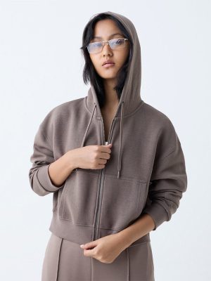 Studiofit Brown Solid Cotton-Blend Jacket