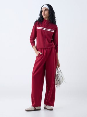 Studiofit Maroon Striped Jacket