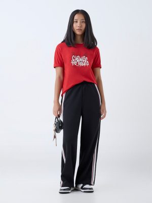 Studiofit Red Typographic Cotton T-Shirt