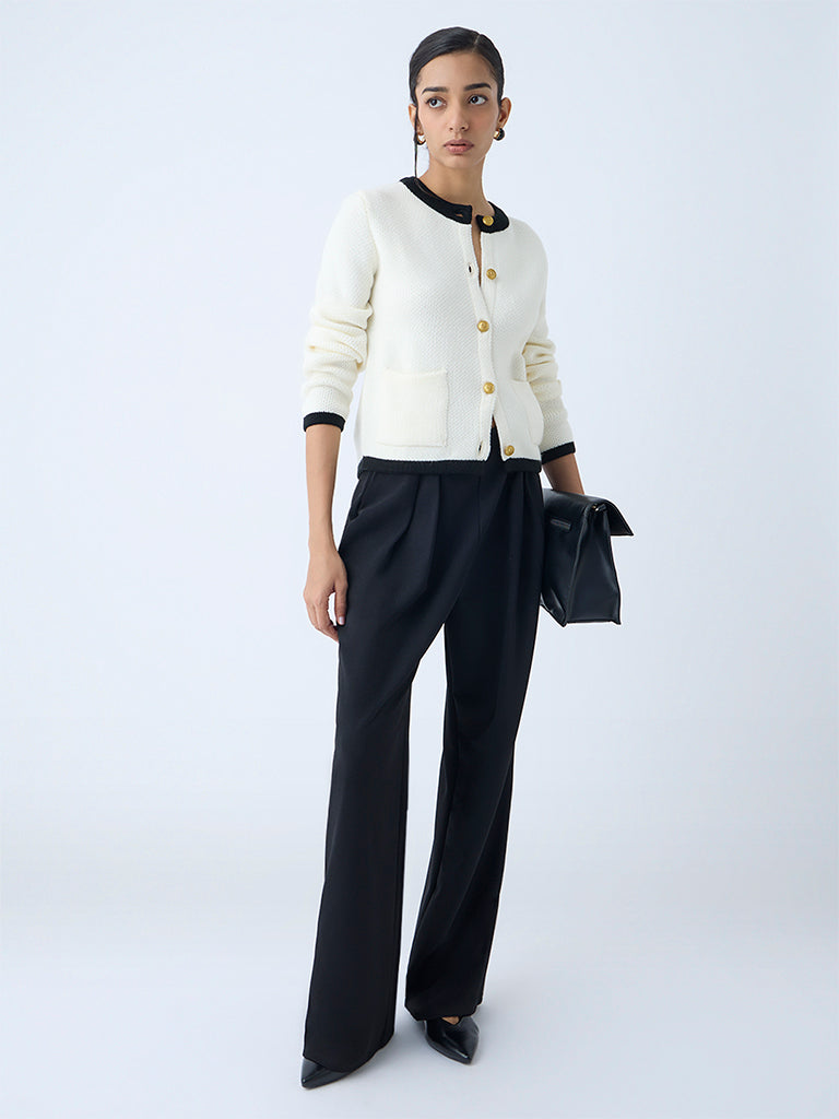 Wardrobe Off-White Knit-Textured Cardigan