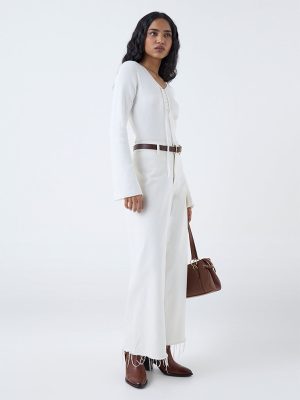 LOV White Ribbed Criss-Cross Top