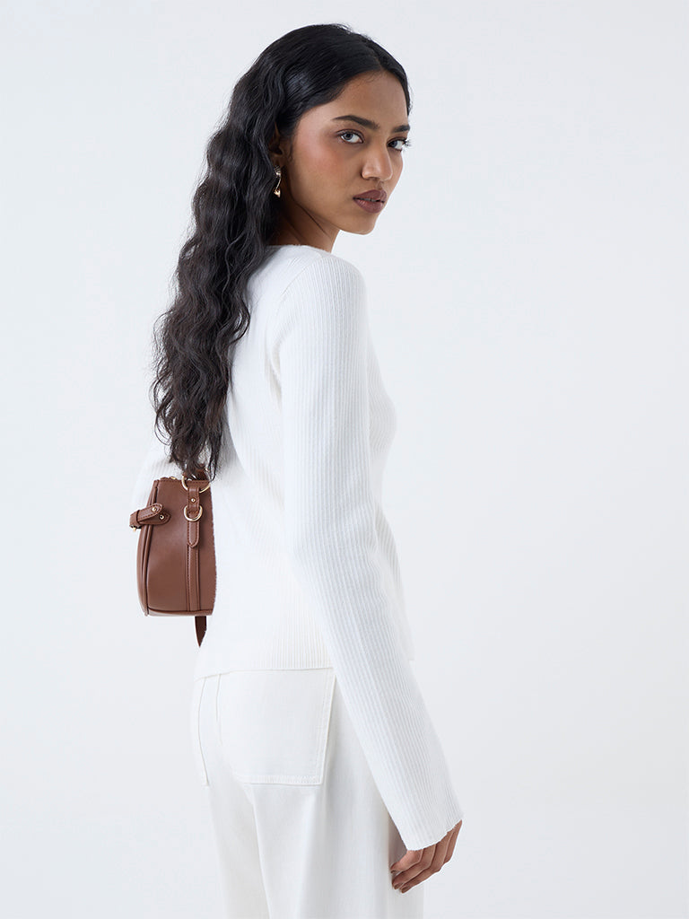 LOV White Ribbed Criss-Cross Top - Image 4