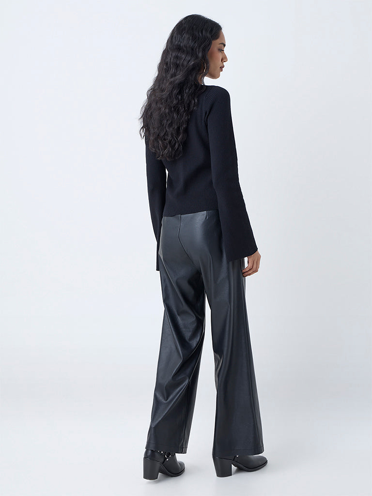 LOV Black Ribbed Criss-Cross Top - Image 4