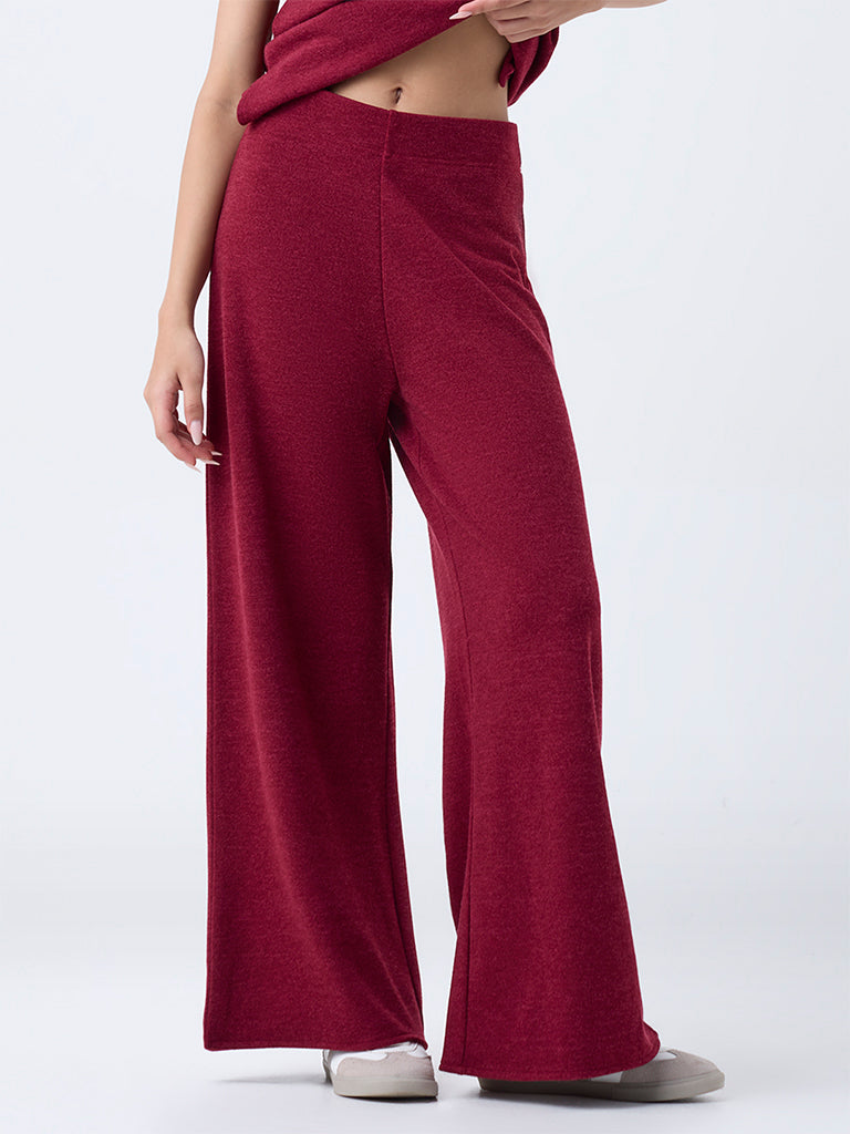 LOV Burgundy Wide-Leg High-Rise Trousers - Image 2