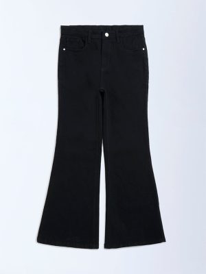 Y&F Kids Black High-Rise Bootcut Jeans