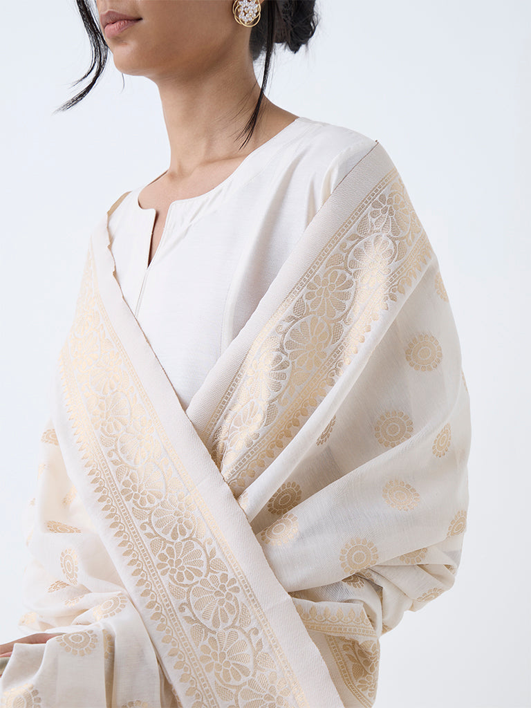 Vark Off-White Anarkali Ethnic Set - Image 3