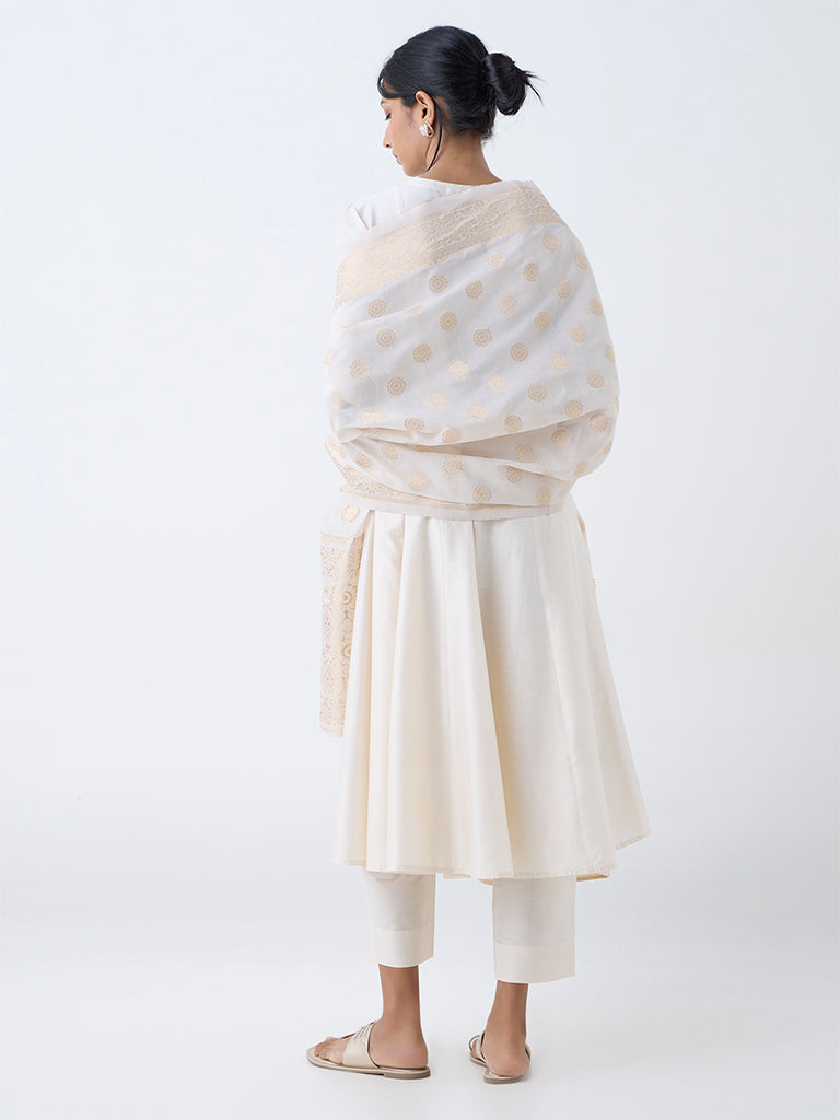 Vark Off-White Anarkali Ethnic Set - Image 4