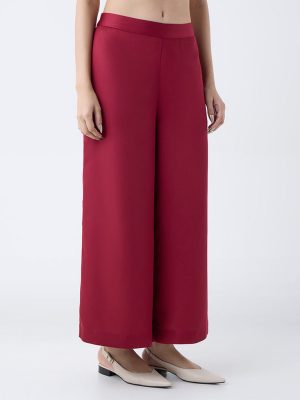 Zuba Red Solid Palazzos
