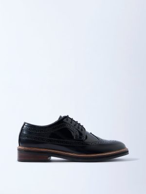 SOLEPLAY Black Perforated Brogues Leather Shoes