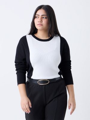 Gia Black Ribbed-Textured Sweater