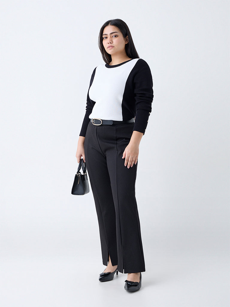 Gia Black Ribbed-Textured Sweater - Image 2