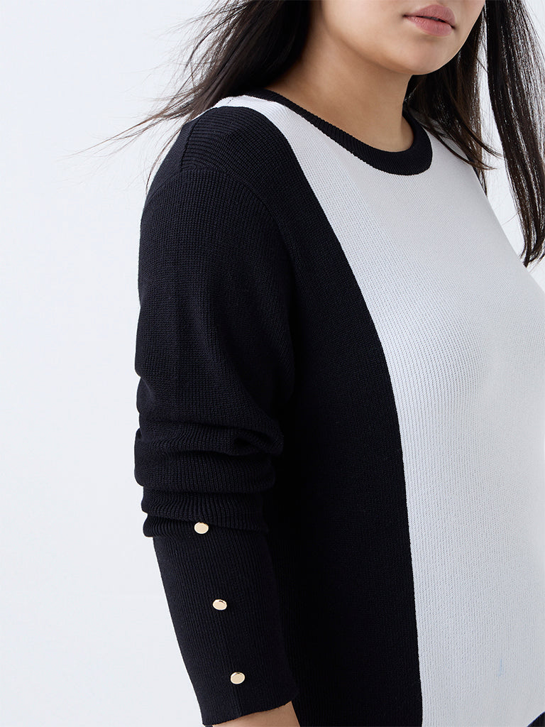 Gia Black Ribbed-Textured Sweater - Image 3