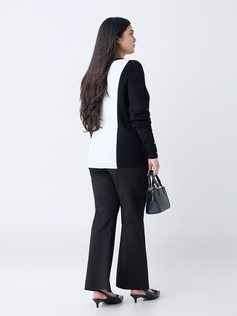 Gia Black Ribbed-Textured Sweater - Image 4