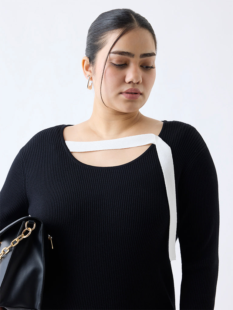 Gia Black Ribbed-Textured Top - Image 3