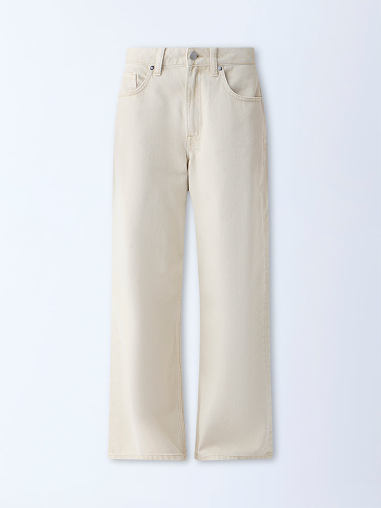 Nuon Beige Wide-Leg High-Rise Jeans - Image 5