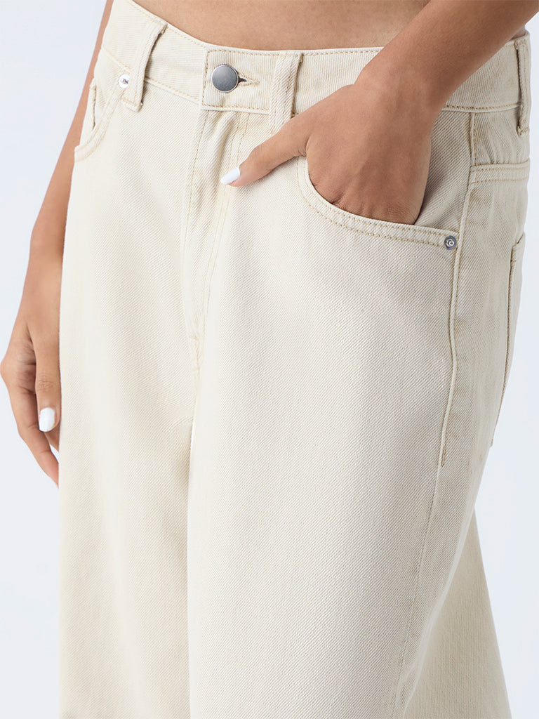 Nuon Beige Wide-Leg High-Rise Jeans - Image 3