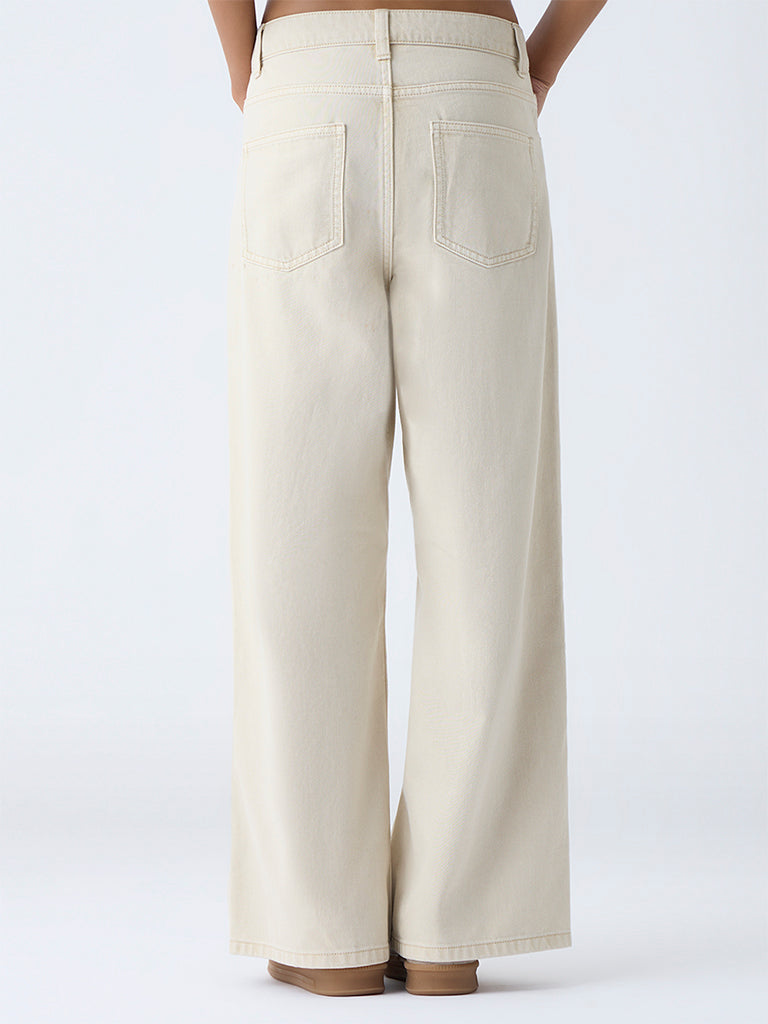 Nuon Beige Wide-Leg High-Rise Jeans - Image 4