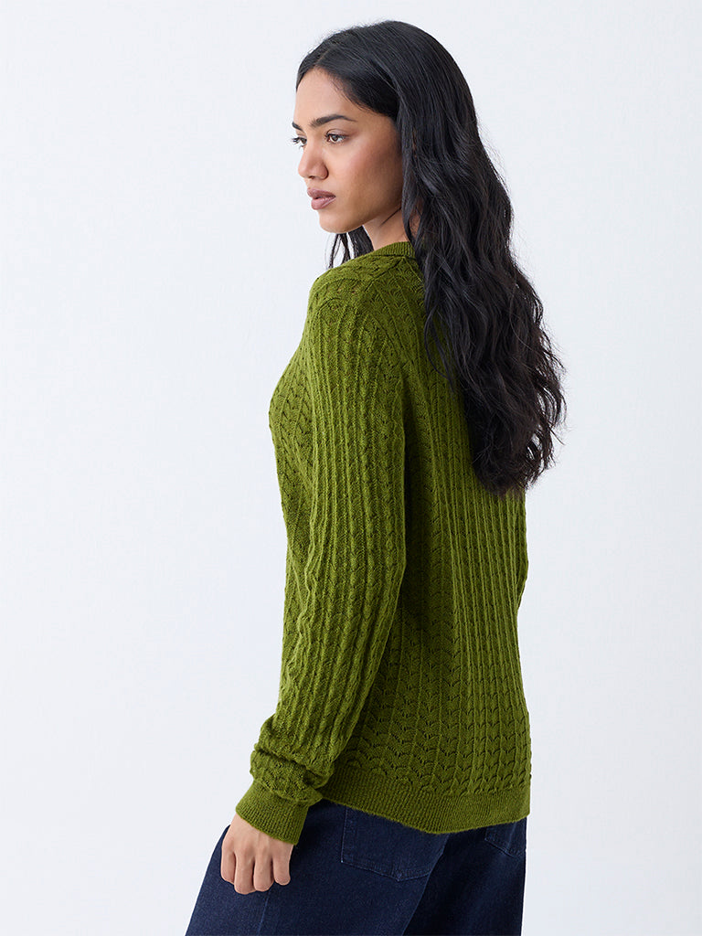 LOV Green Knit-Textured Sweater - Image 4