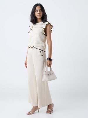 LOV Off-White Knitted Cotton Top