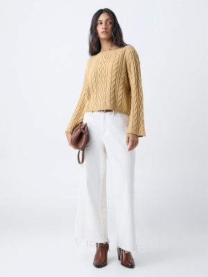 LOV Beige Cable-Knit Sweater