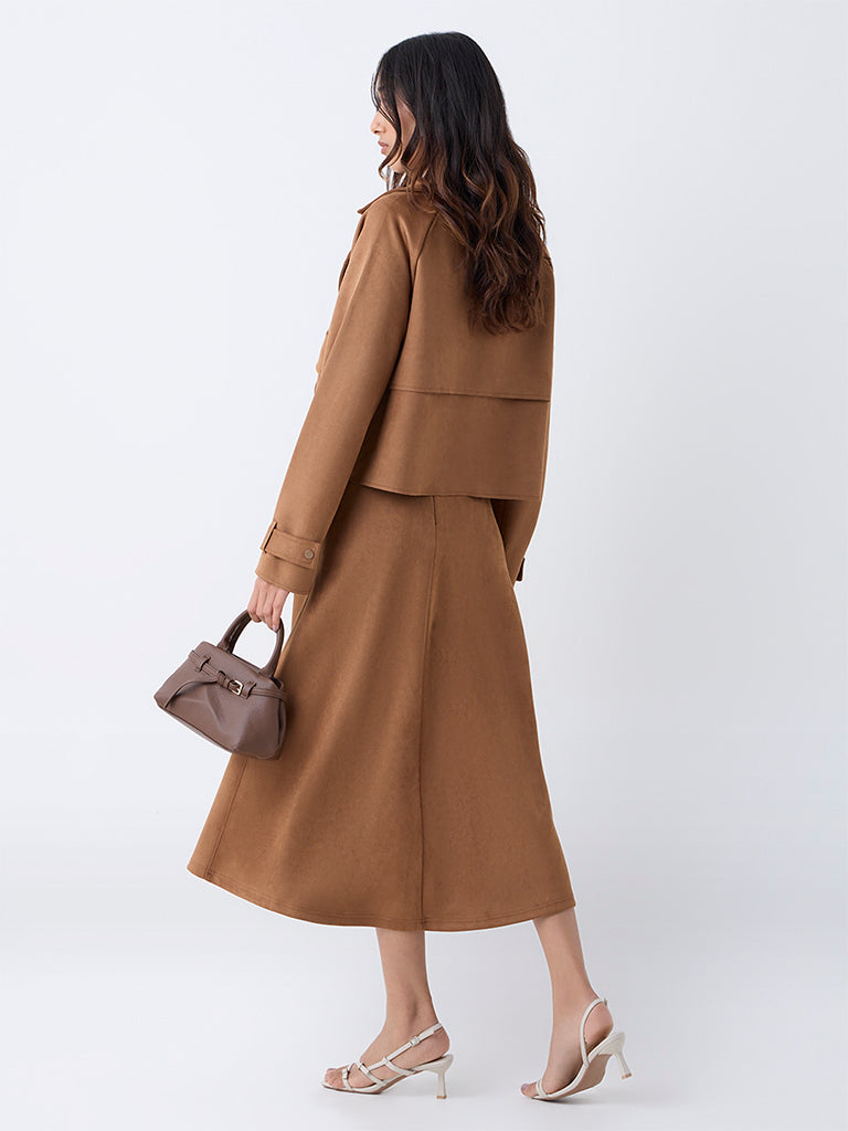 LOV Tan Faux Suede High-Rise Skirt - Image 4