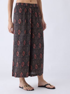 Utsa Black Printed Palazzos