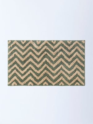 Westside Home Green Chevron Pattern Bath Mat