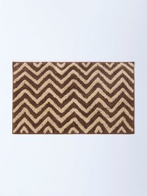 Westside Home Dark Brown Chevron Pattern Bath Mat