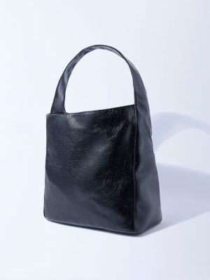Westside Black Solid Hobo Bag