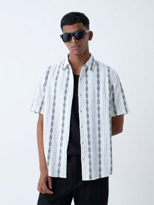 ETA White Striped Relaxed-Fit Shirt