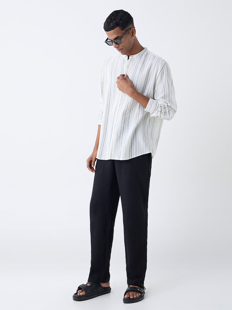 ETA Off-White Stripe Embroidered Relaxed-Fit Cotton Shirt - Image 2