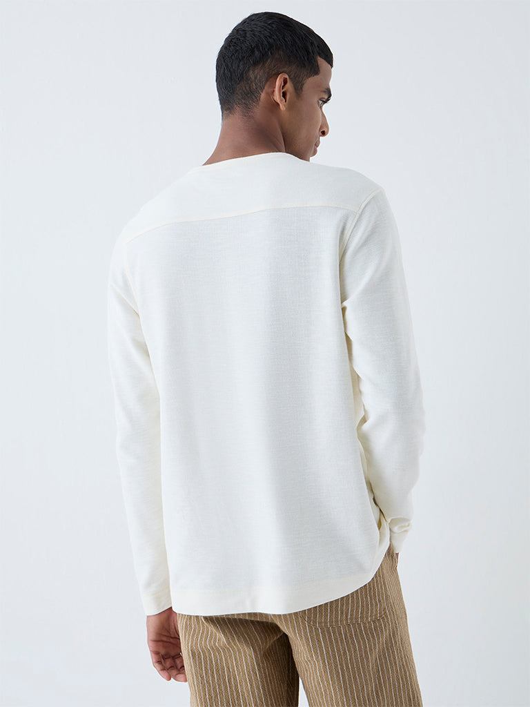 ETA White Slim-Fit Cotton Henley T-Shirt - Image 4