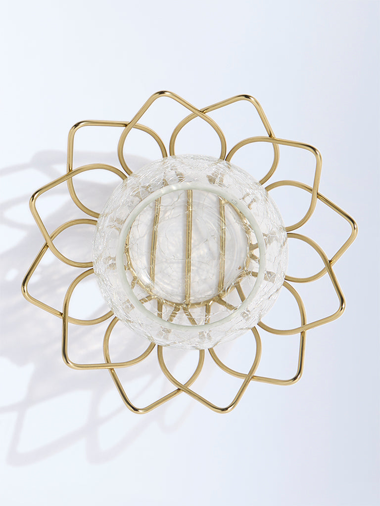 Westside Home Gold Wired Lotus with Glass Candle Stand - Image 2