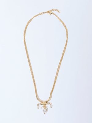 Westside Accessories Gold Crescent Pearl Necklace