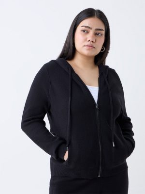 Gia Black Knit-Textured Jacket