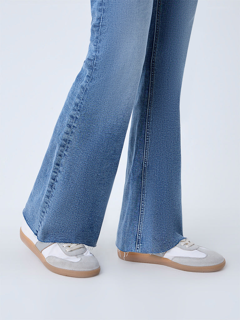 Nuon Blue Faded High-Rise Flared Jeans - Image 3