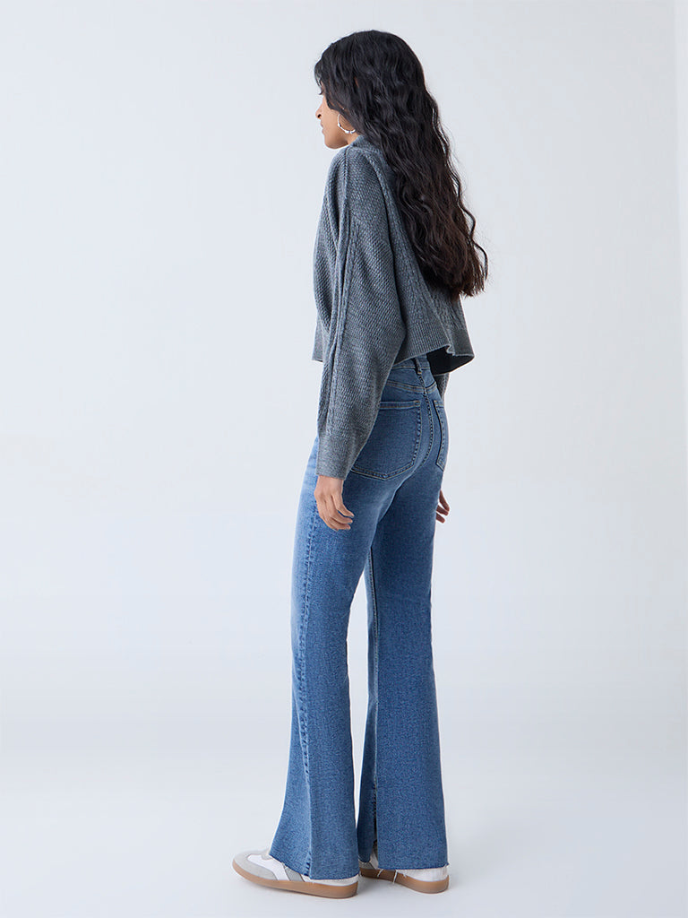 Nuon Blue Faded High-Rise Flared Jeans - Image 4
