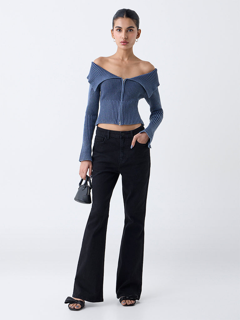 Nuon Black High-Rise Flared Jeans