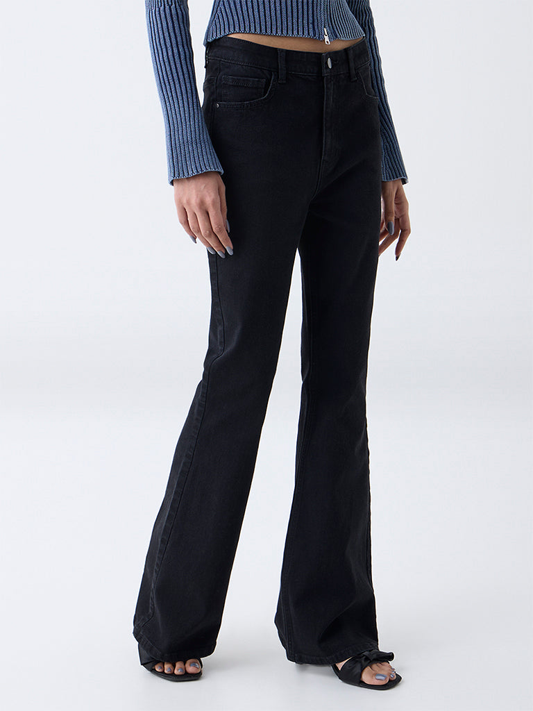 Nuon Black High-Rise Flared Jeans - Image 2