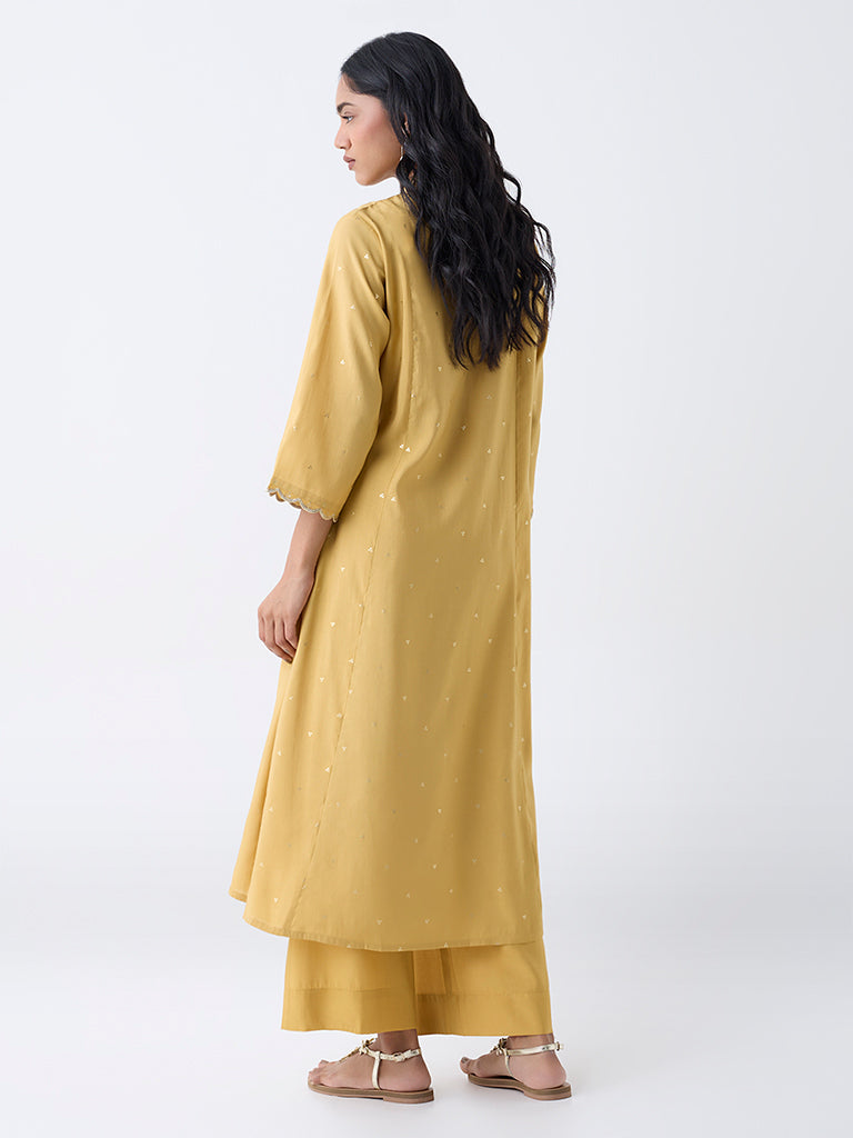 Utsa Mustard Embellished A-Line Kurta - Image 4