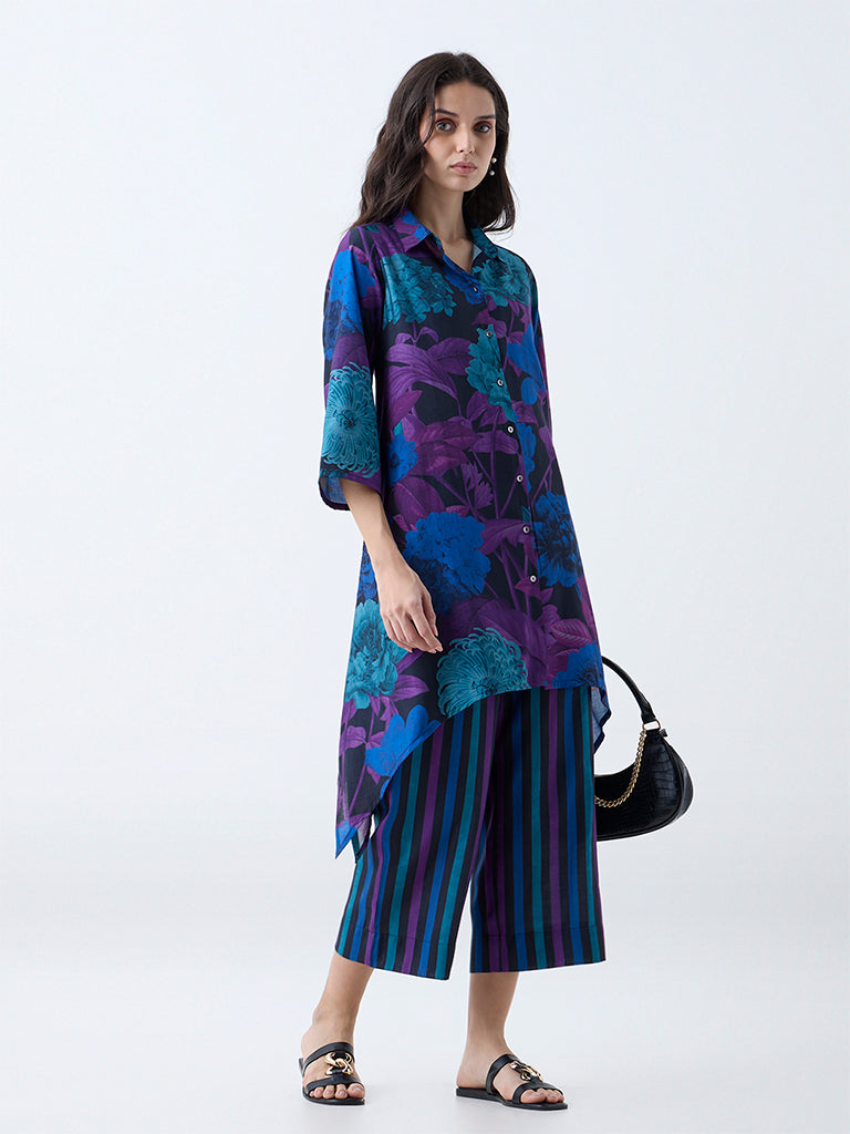 Utsa Blue Stripes Ethnic Pants - Image 2