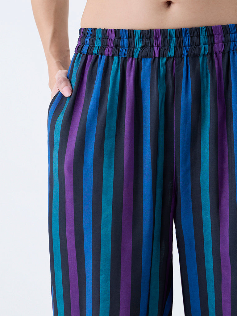 Utsa Blue Stripes Ethnic Pants - Image 3