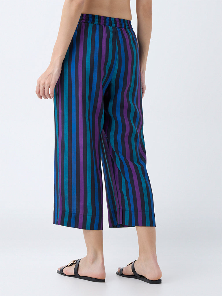 Utsa Blue Stripes Ethnic Pants - Image 4