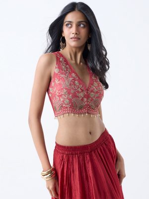 Vark Red Embroidered Blouse