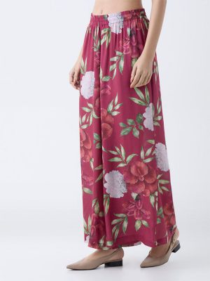 Zuba Red Floral Design Palazzos
