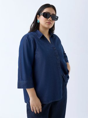 Gia Navy Solid Denim Shirt