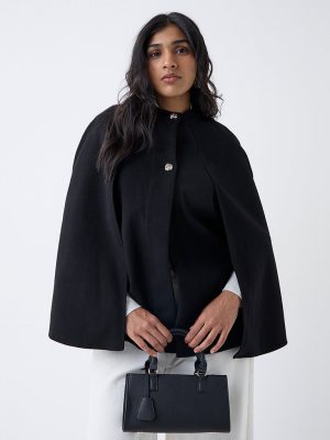 Gia Black Solid Cape