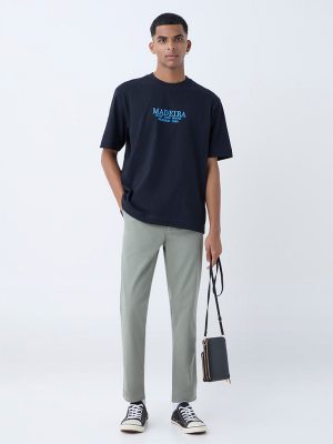 Nuon Sage Solid Relaxed-Fit Mid-Rise Cotton-Blend Chinos