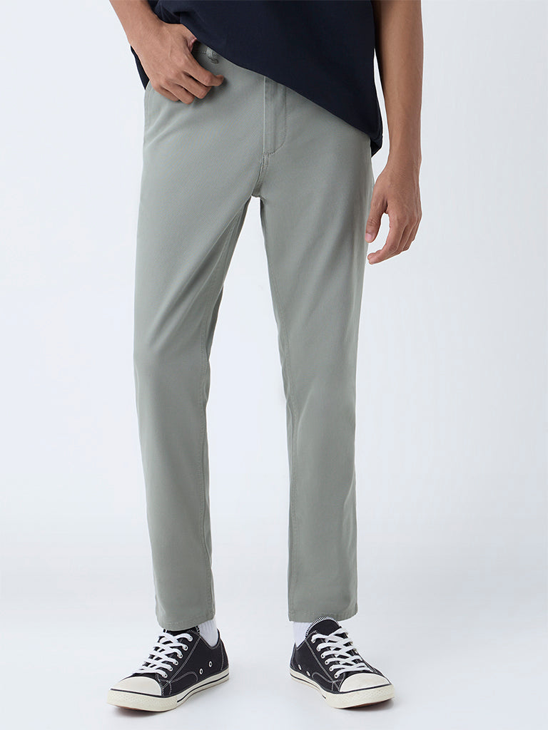 Nuon Sage Solid Relaxed-Fit Mid-Rise Cotton-Blend Chinos - Image 2